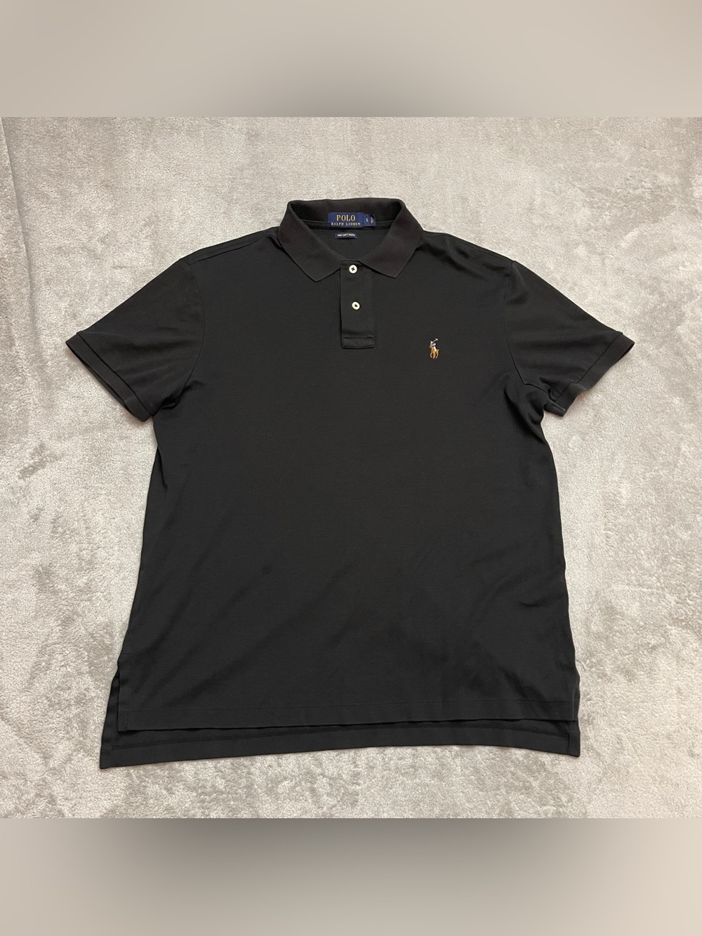 Polo Ralph Lauren Large Black Pima Soft Touch Polo Shirt Short Sleeve Cotton